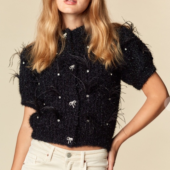 Rareraw “ Katrina 2 “ Rareraw Knit Sweater with Feather & Rhinestone Accents 95 - Picture 2 of 8